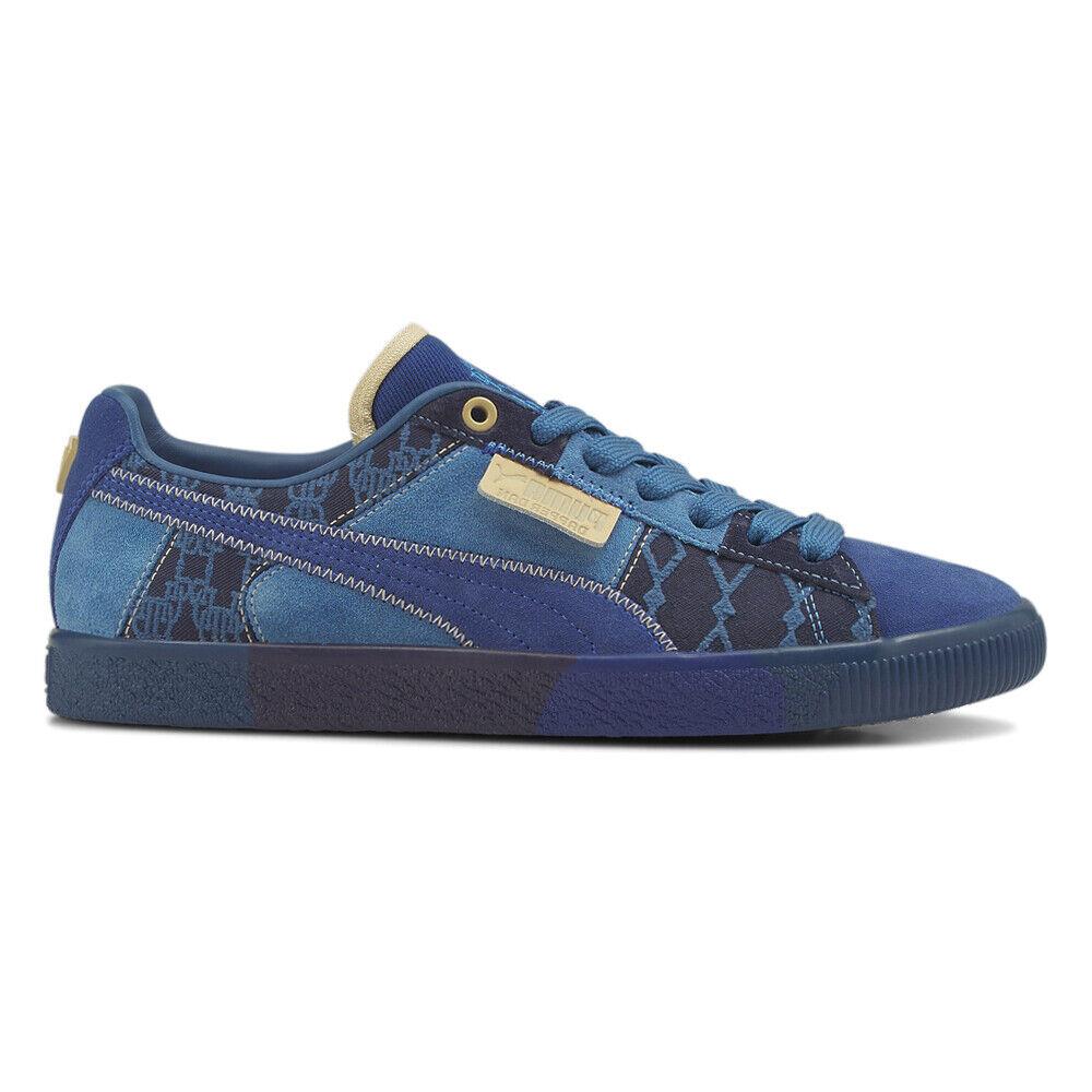 Puma Clyde Pregame Runway Lace Up Mens Blue Sneakers Casual Shoes 39208201 - Blue