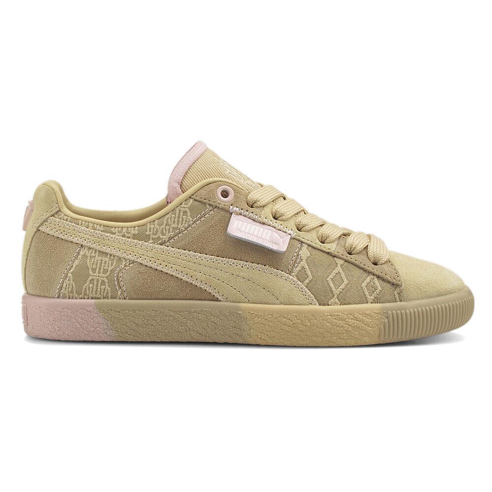 Puma Clyde Pregame Runway Lace Up Womens Beige Pink Sneakers Casual Shoes 3920 - Beige, Pink