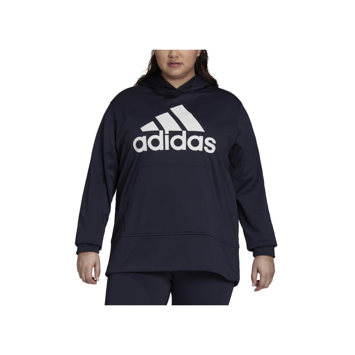 Adidas Plus Size Aeroready Big Logo Long Sleeve Hoodie Legend Ink/White