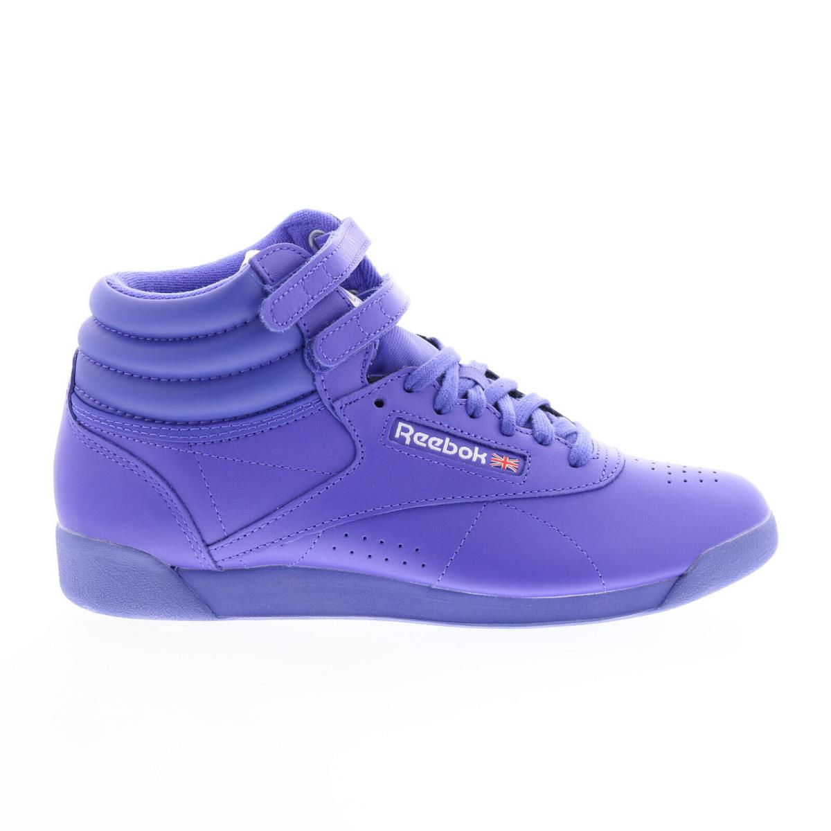 Reebok Freestyle Hi Womens Purple Leather Lace Up Lifestyle Sneakers Shoes