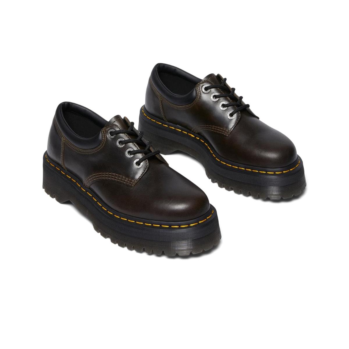 Unisex Oxfords Dr. Martens 8053 Quad Leather Platform Shoes - Dark Khaki