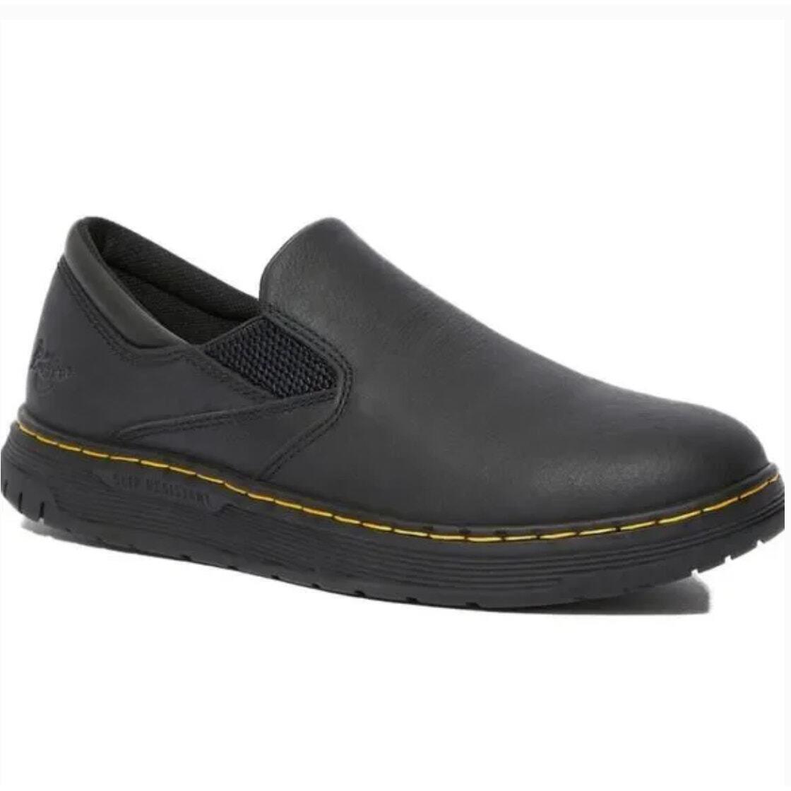 Dr Martens Brockley Leather Loafers 12 Black Work Shoes Slip Resistant