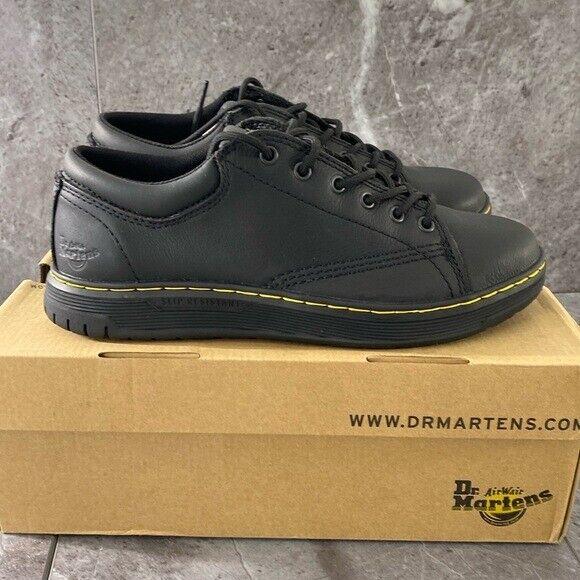 Dr. Martens Shoes Men`s 9 Maltby SR Black Leather Lace Low Top Airwair Saftey