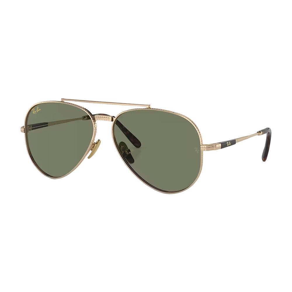 Ray-ban RB8225 Aviator Titanium Pilot Sunglasses Gold/green 58 mm