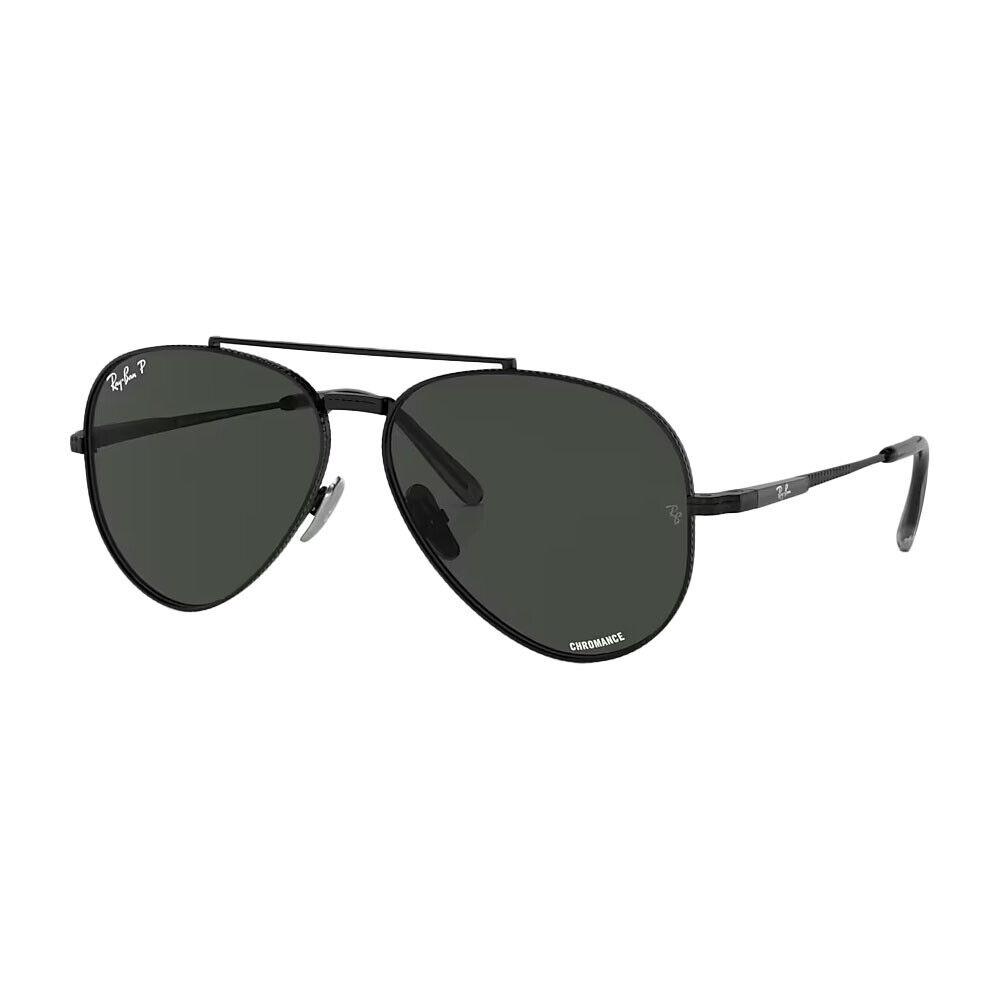 Ray-ban RB8225 Aviator Titanium Sunglasses Black/polarized Dark Grey 58 mm