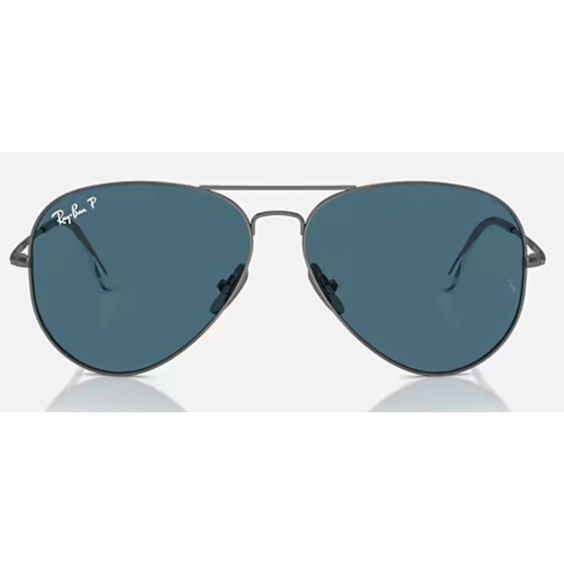 Ray-ban RB8089 Titanium Aviator Polished Gunmetal / Blue Polarized Size 58