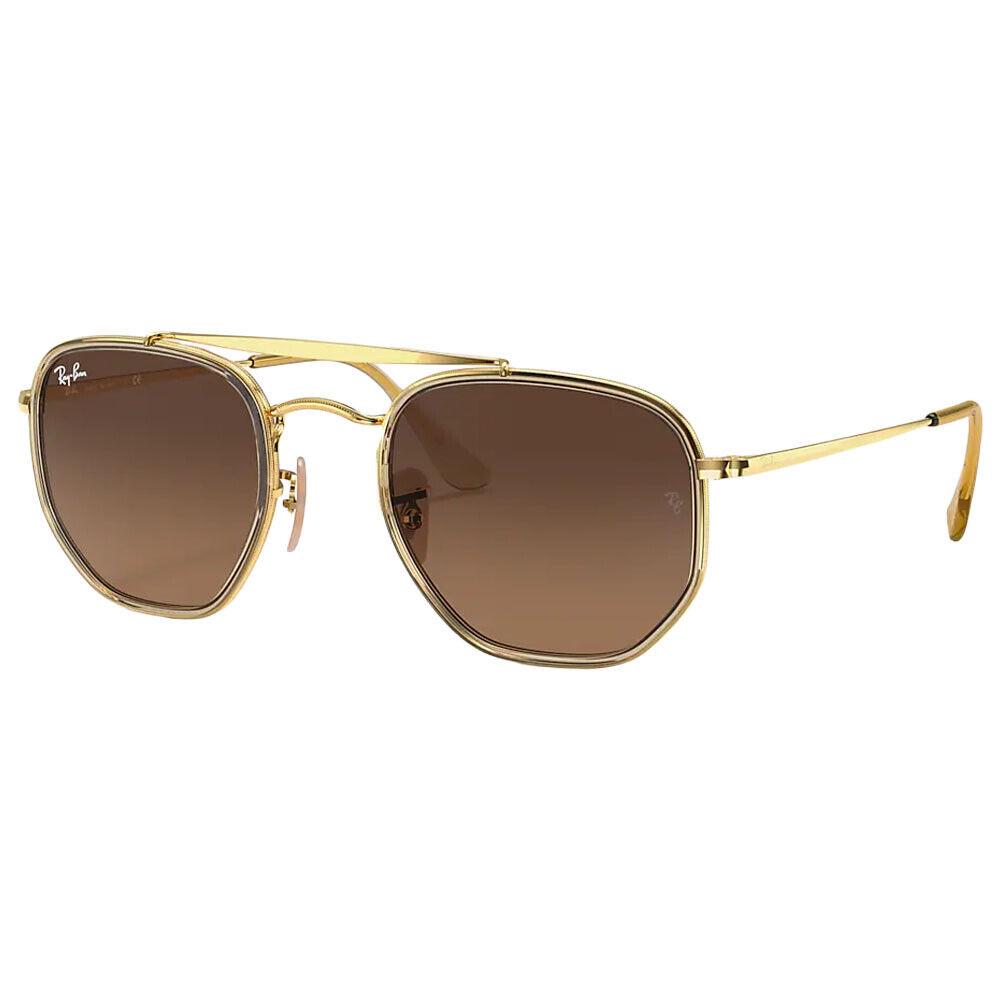 Ray-ban The Marshal II Hexagonal Sunglasses Gold/light Brown Gradient Black 52mm - Frame: Gold, Lens: Brown