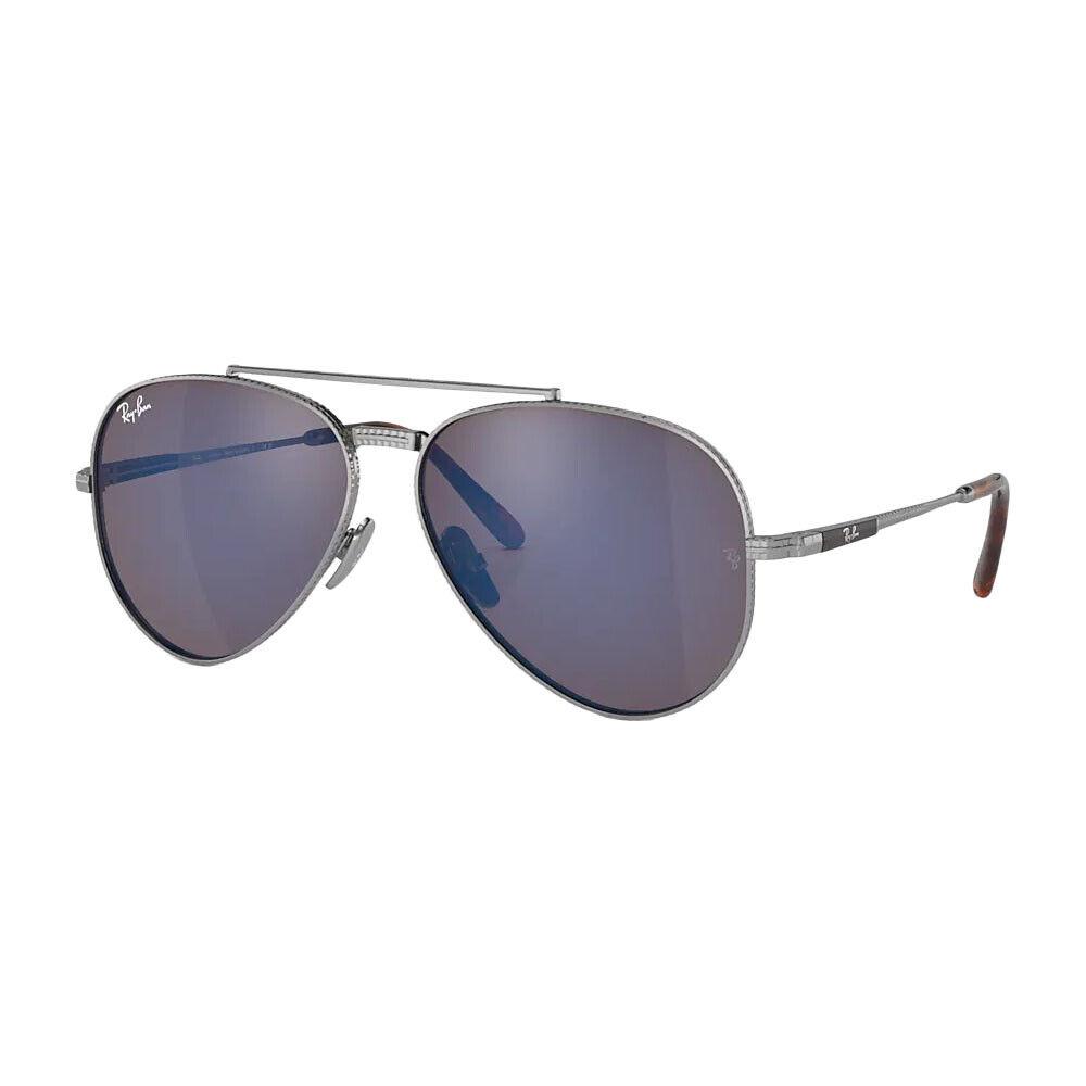 Ray-ban RB8225 Aviator Titanium Pilot Sunglasses Silver/grey Mirrored Blue 62