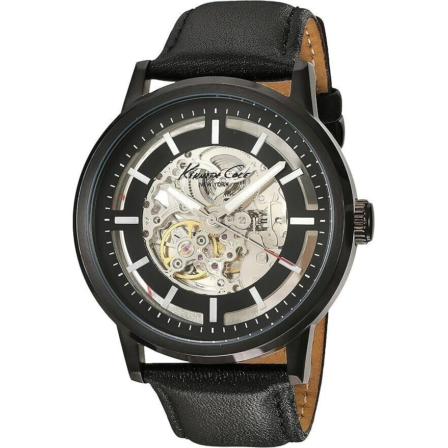 Kenneth Cole York Men`s Watch KC1632 Skeleton Dial Automatic Analog Leather