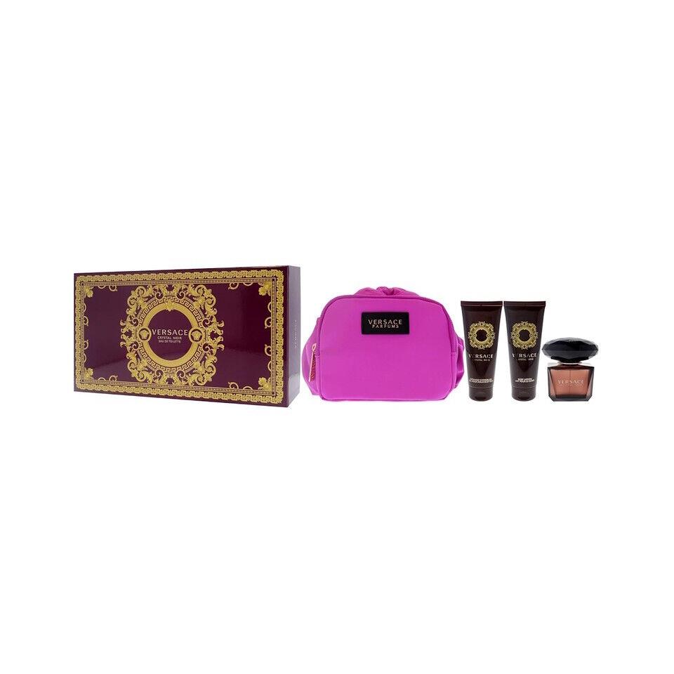 Versace Crystal Noir Eau de Toilette 4PCS Gift Set For Women - Travel Bag