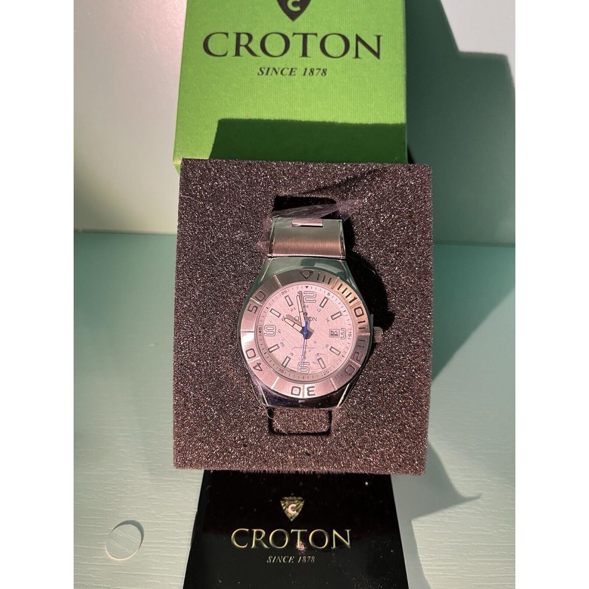 Vintage Croton Mens Stainless Steel Diving Watch Nos Ca301237 Ssdw Gift