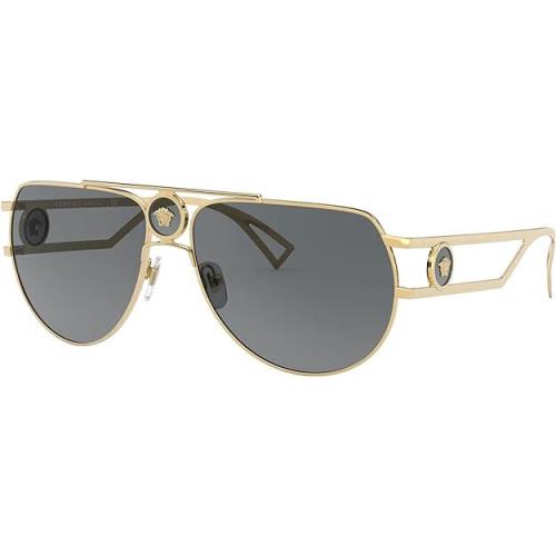 Versace Gold Metal Aviator Sunglasses Grey Lens VE 2225 60mm Luxury Italian - Frame: Gold, Lens: Gray