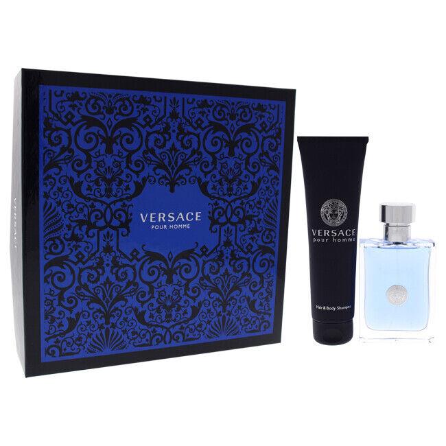 Versace Pour Homme Gift Set with Eau De Toilette Spray and Hair and Body Shampoo