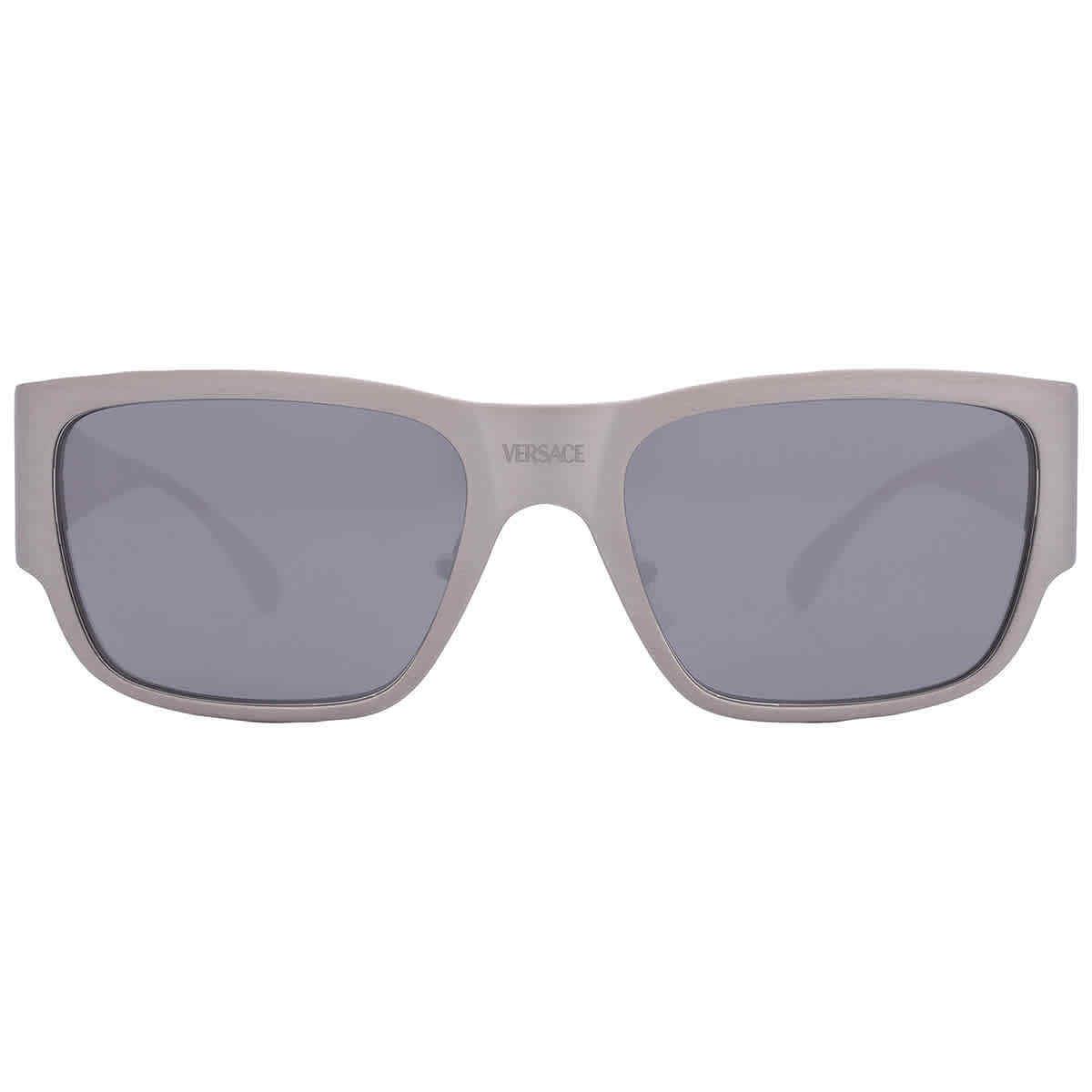 Versace Light Grey Mirror Black Square Men`s Sunglasses VE2262 12666G 56