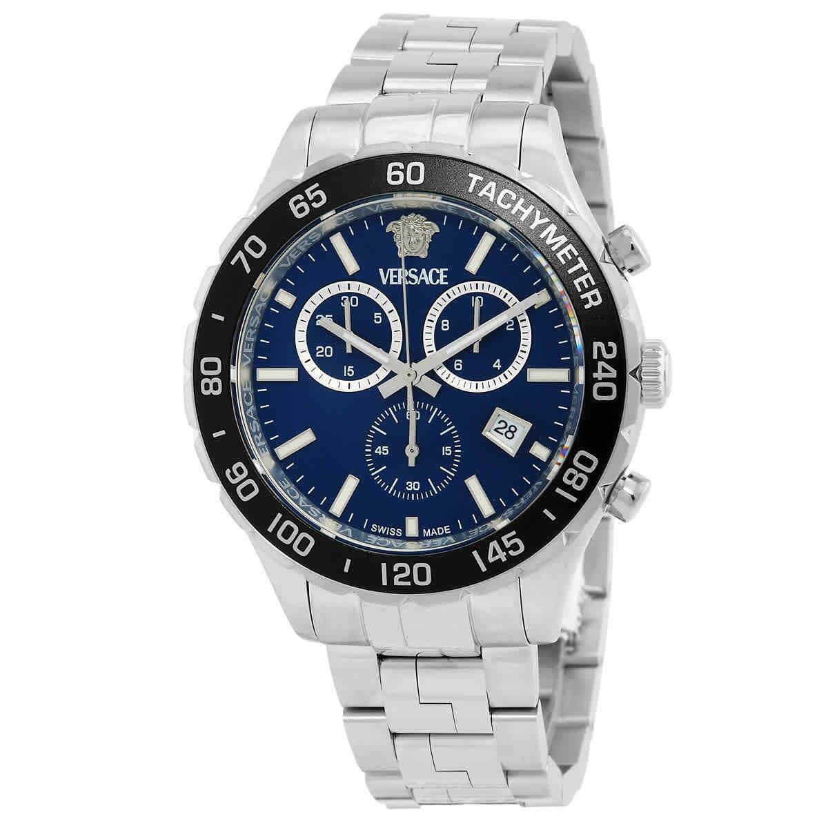 Versace Hellenyium Chronograph Quartz Blue Dial Men`s Watch VEPCA0324