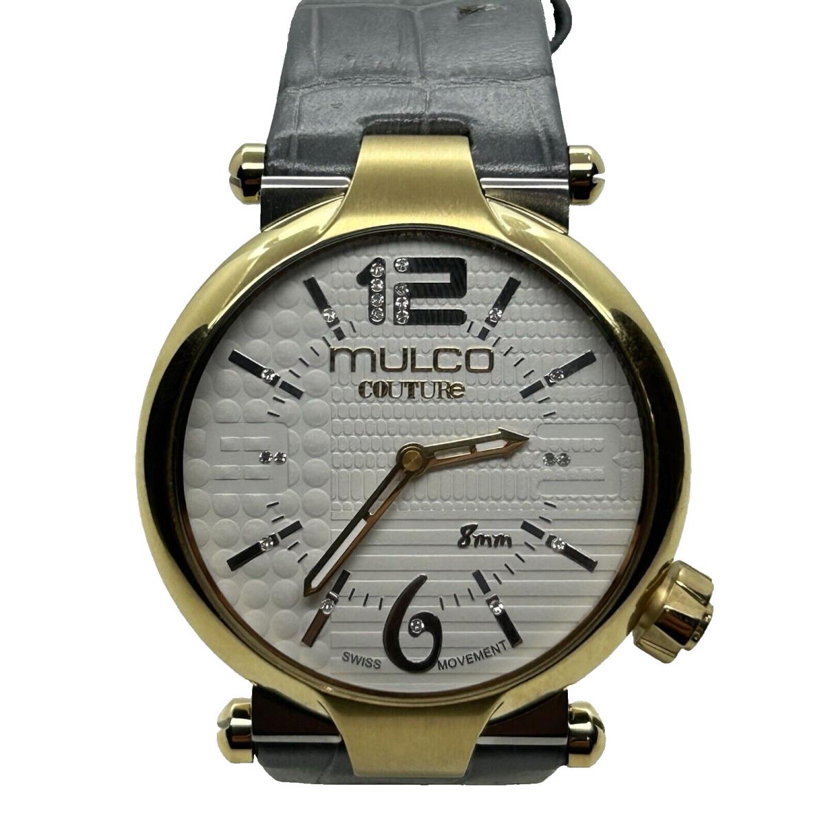 Couture Unisex 42mm Gold White Dial Gray Leather Swiss Watch MW5-4234-212 by Mulco