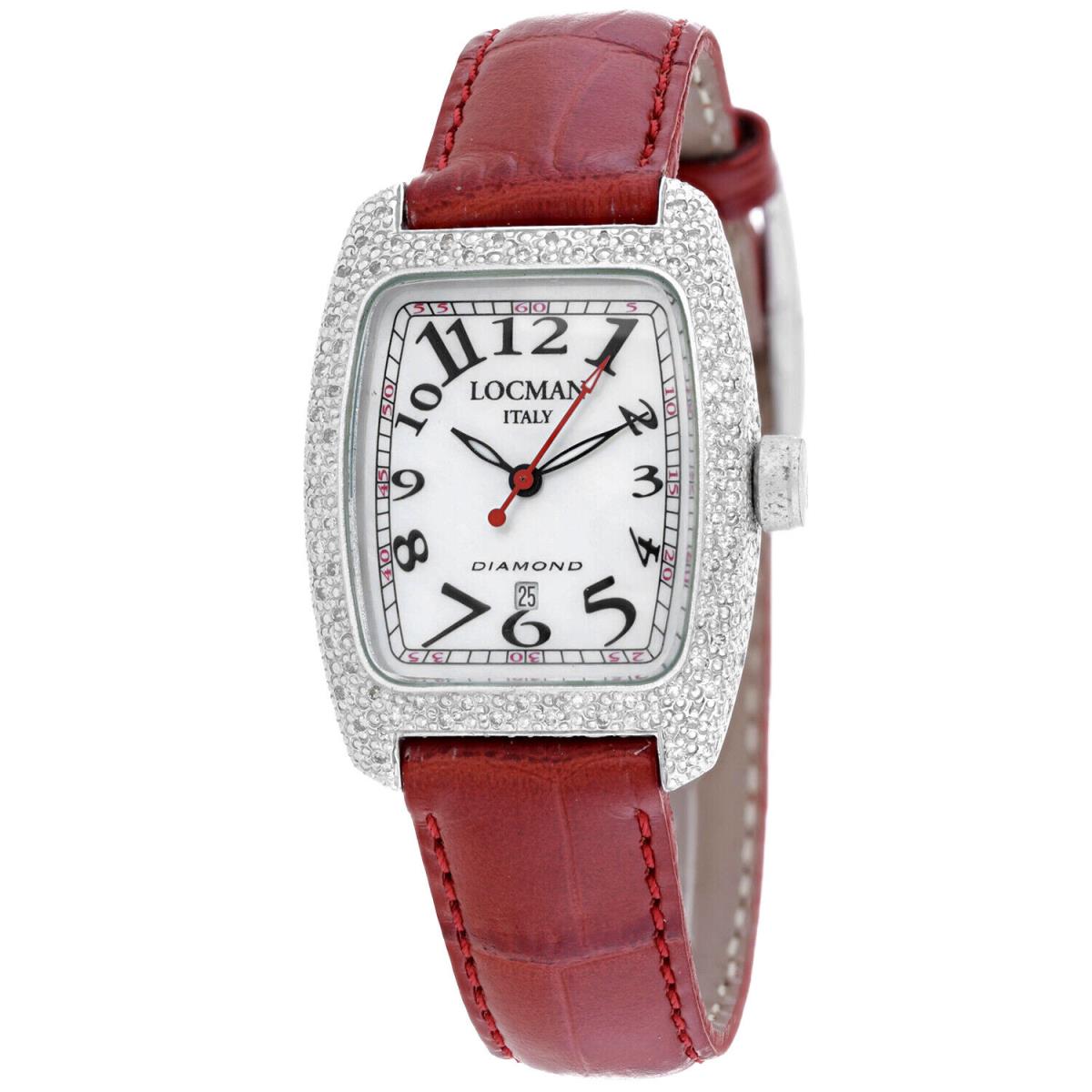 Locman Women`s Diamond Mother of Pearl Dial Watch - 485MOPBK2DC/RD