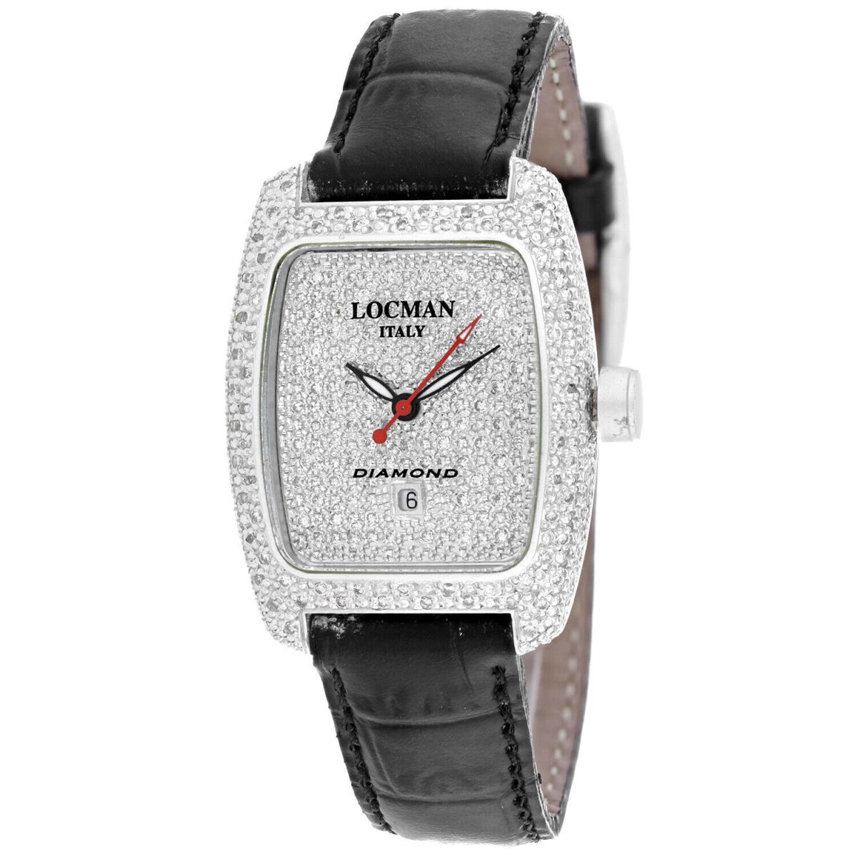 Locman Women`s Diamond Silver Dial Watch - 485DLDC/BK