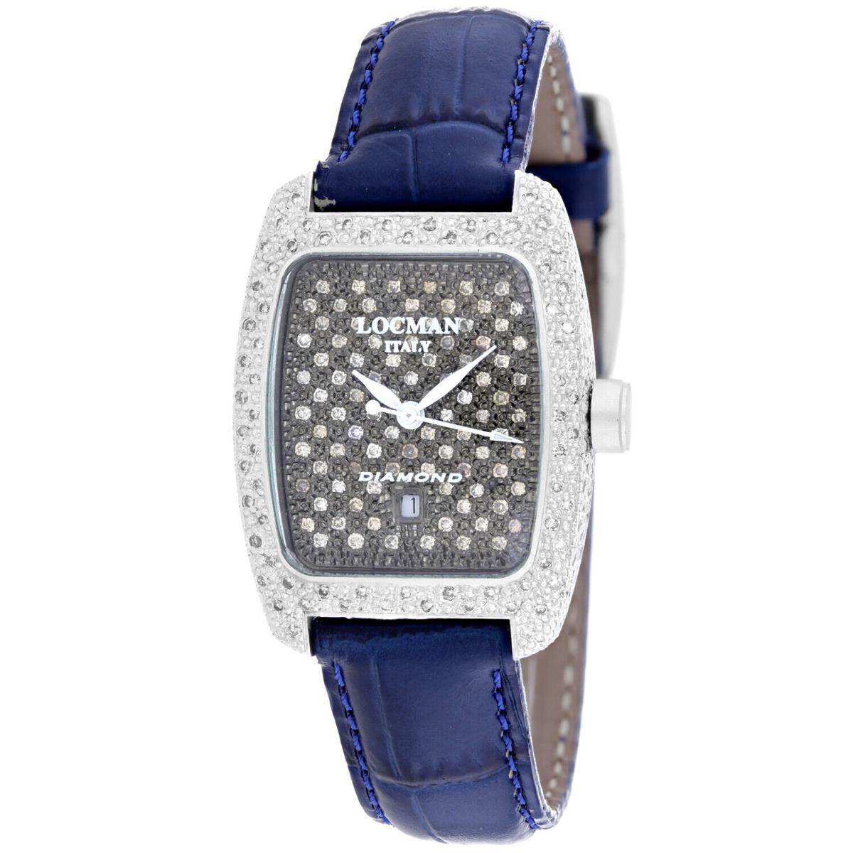 Locman Women`s Diamond Grey Dial Watch - 485DLDC/BL