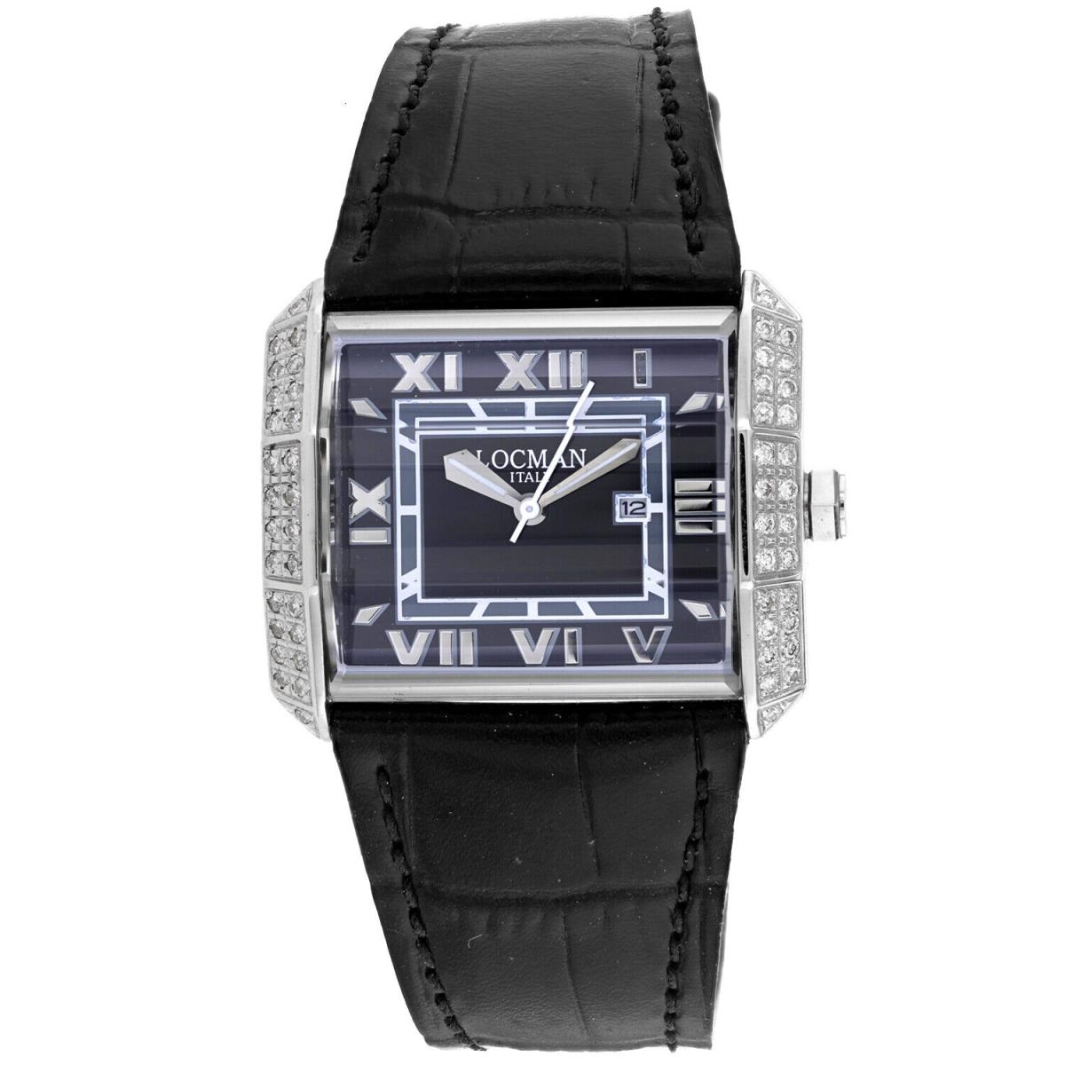 Locman Women`s Diamond Classic Diamodns Black Dial Watch - 232BK2DC/BKLE by Locman Italy