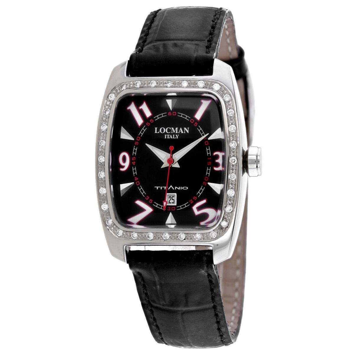 Locman Women`s Diamond Titanio Black Dial Watch - 483RDK2D/BK by Locman Italy