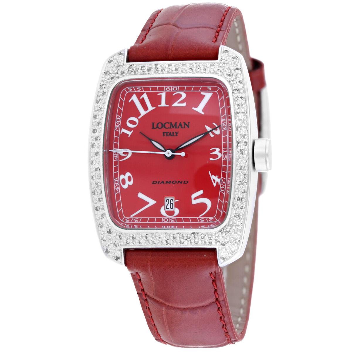 Locman Women`s Diamond Classic Red Dial Watch - 487RD2D/RD by Locman Italy