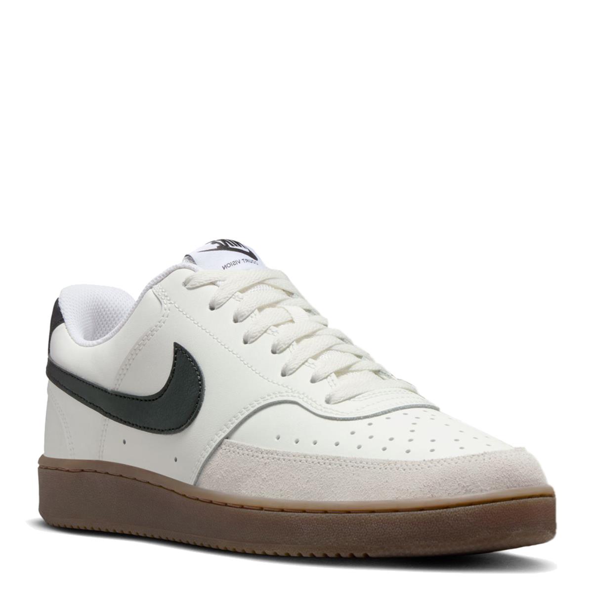 Men`s Nike Court Vision Low Sneaker FQ8075-133 Sail/black-lt Orewood Brn-white - SAIL/BLACK-LT OREWOOD BRN-WHITE