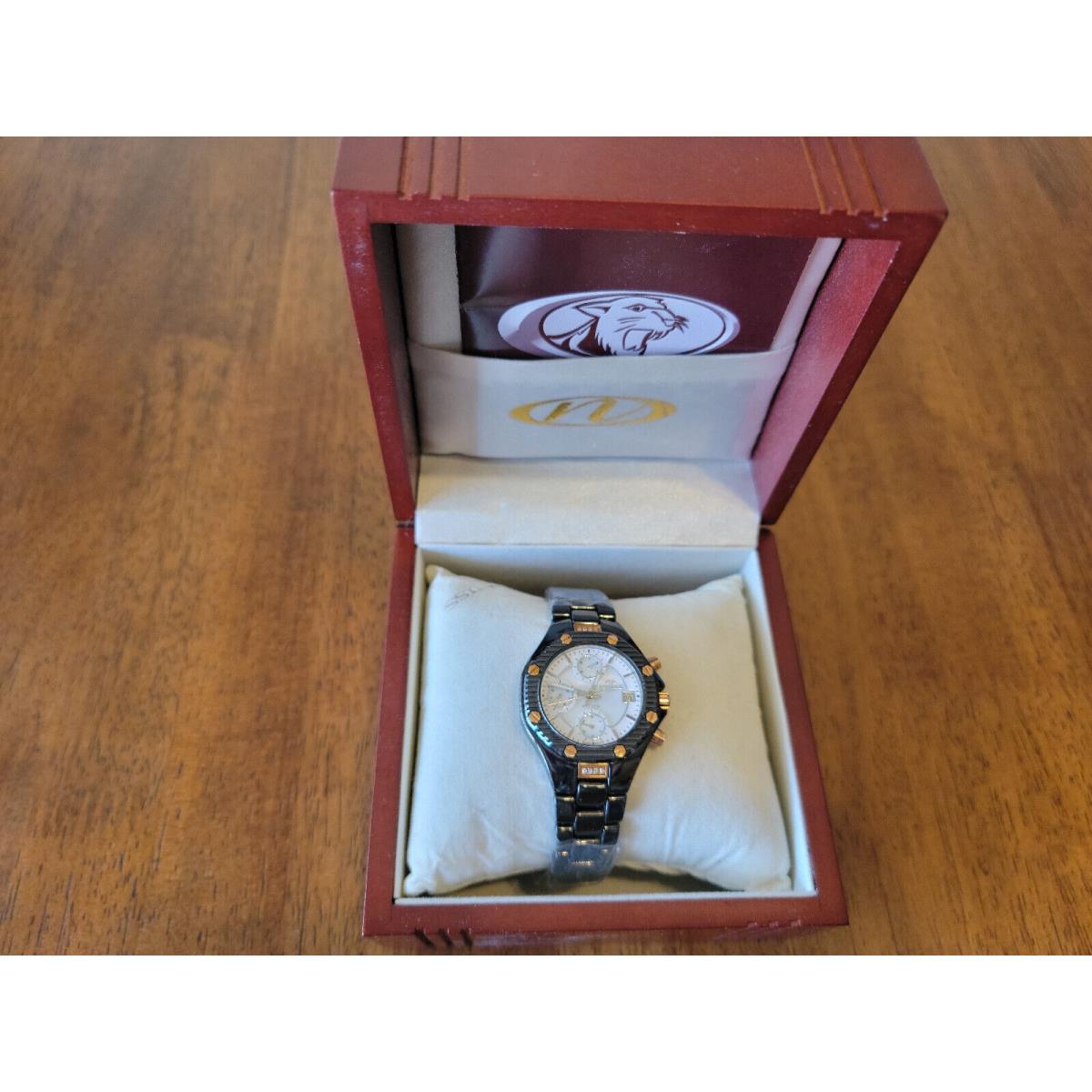 Ladies Black Ceramic Diamond Mop Sapphire Crystal Watch Box Papers by Oniss