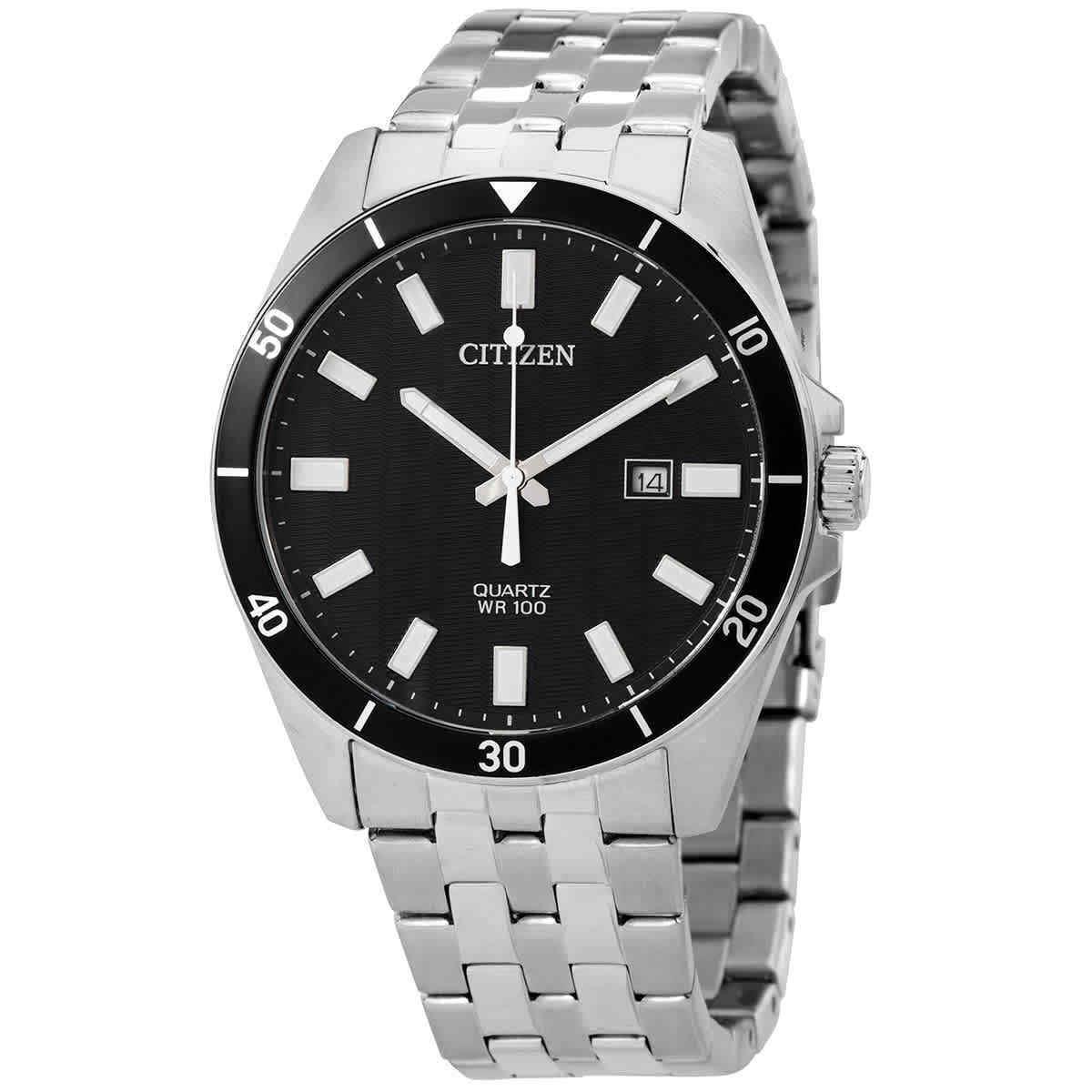 Citizen Quartz Black Dial Stainless Steel Men`s Watch BI5050-54E