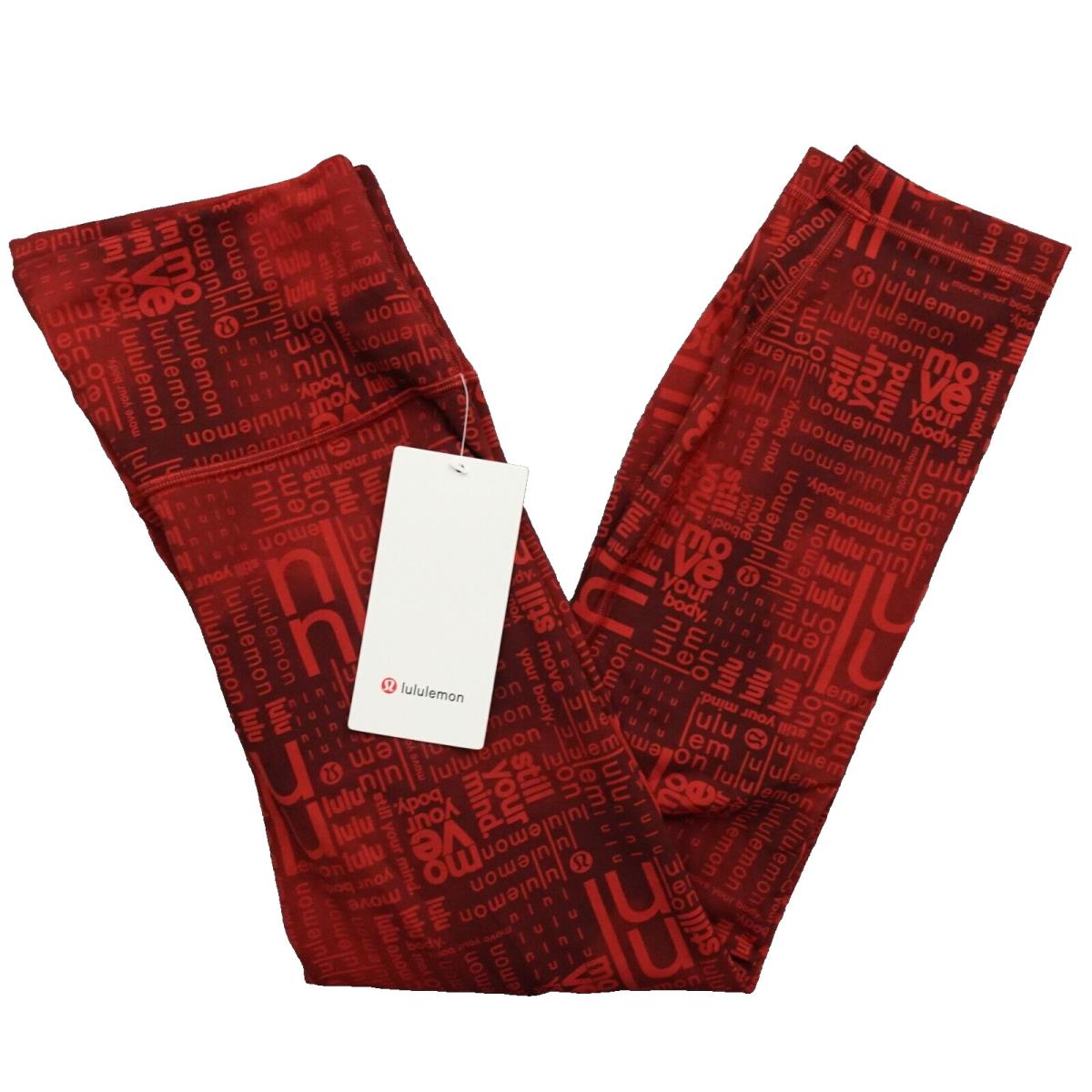 Lululemon Wunder Train High-rise Tight 25 Contour Fit Llbr Logo Red Size 12