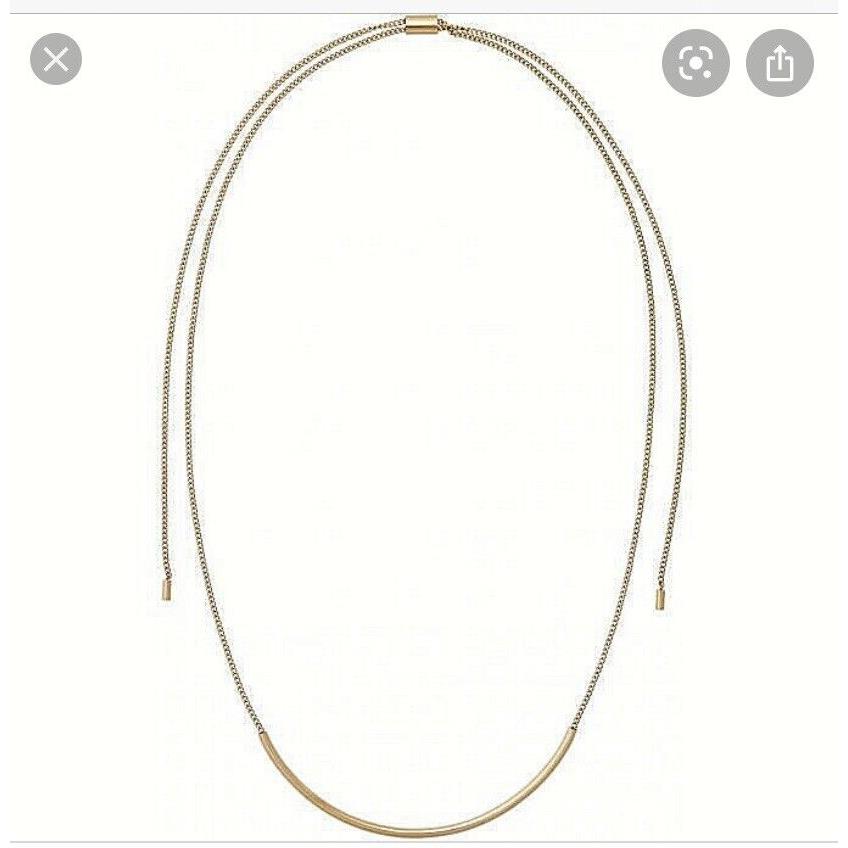 Michael Kors MKJ5792710 Gold Tone Curved Bar Slider 40 Long Necklace MKD10