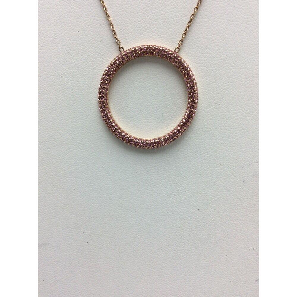 Michael Kors Rose Gold Tone Pave Open Circle Necklace d14