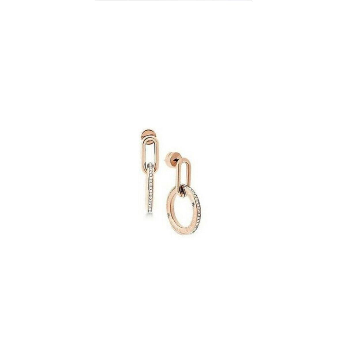 Michael Kors Rose Gold Tone Iconic Crystal Drop Hoop Earrings 97