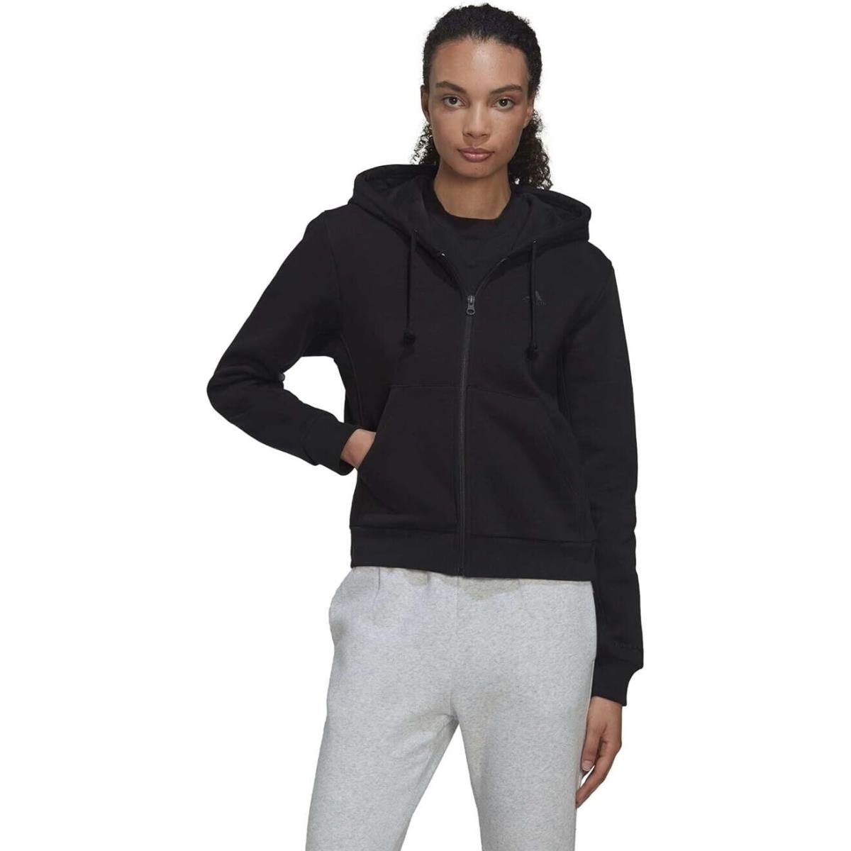 Adidas L85005 Women`s Black Tonal Logo Full Zip Hoodie Size M