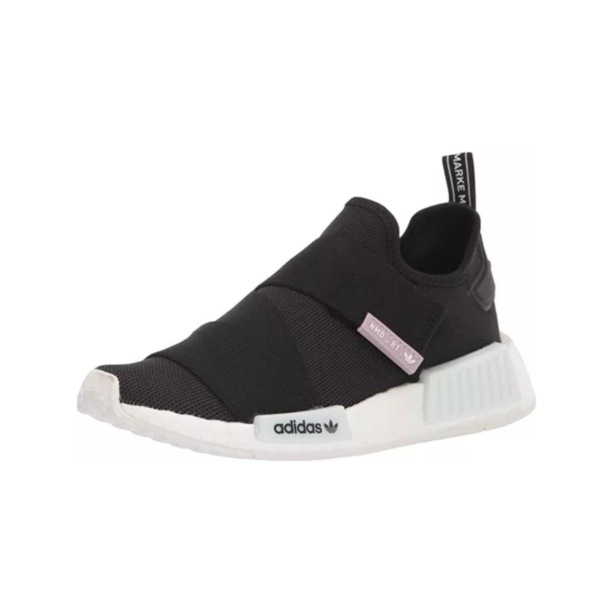 Adidas Womens Black Back Pull-tab Nmd R1 Toe Wedge Sneakers Shoes 6.5