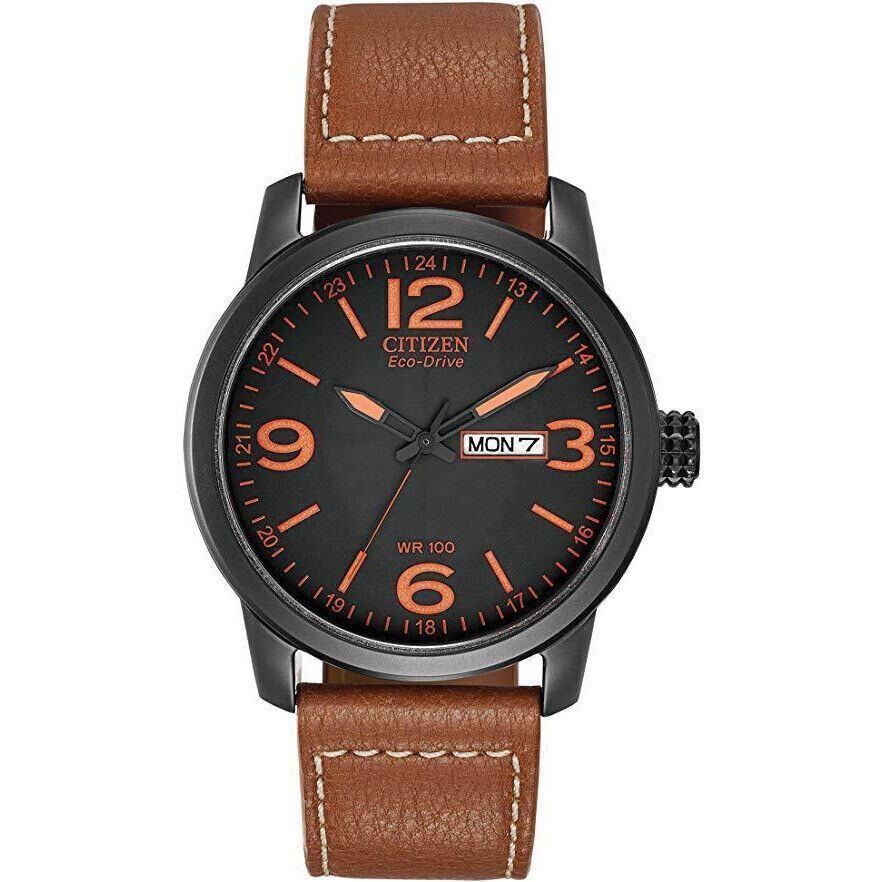 Citizen Eco-drive Black Dial Brown Leather Strap Men`s Watch BM8475-26E