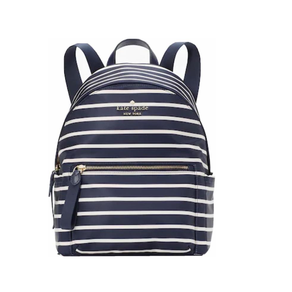 Kate Spade New York Chelsea Medium Nylon Backpack Stripe Multi Little Better - Exterior: Blue