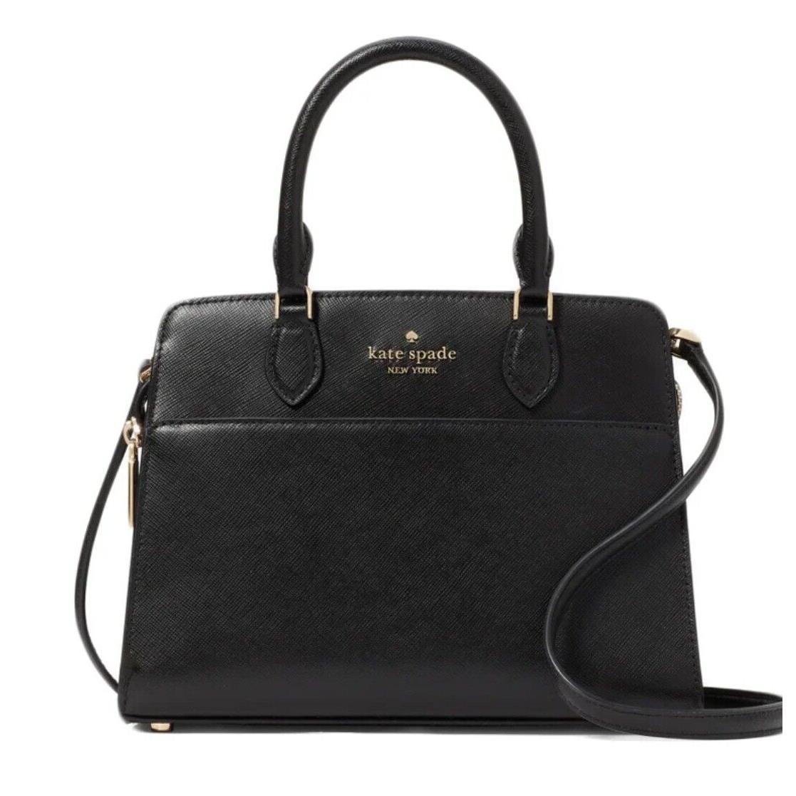 Kate Spade Madison Mini Small Crossbody Bag Satchel Shoulder Black Leather Gold - Handle/Strap: Black, Hardware: Gold, Exterior: Black