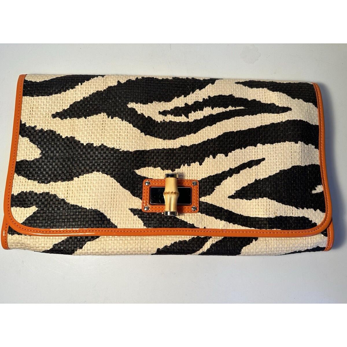 Kate Spade Zebra with Orange Trim Clutch Evening Event Bag Purse Handbag