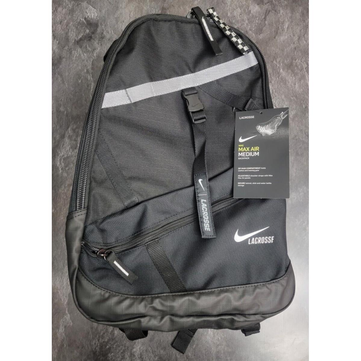 Nike Lacrosse Max Air Lazer Medium Backpack Bag Black/silver Rare