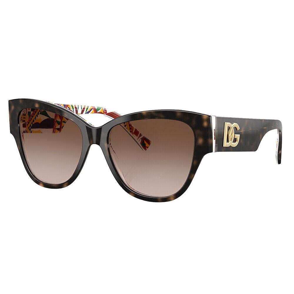 Dolce Gabbana DG 4449 321713 Havana on White Barrow Plastic Sunglasses Brown