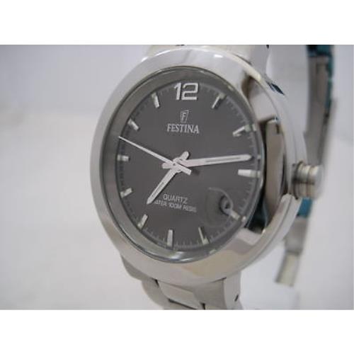 Great Festina 8938 Chronograph Watch Black Dial Stainless Steel B