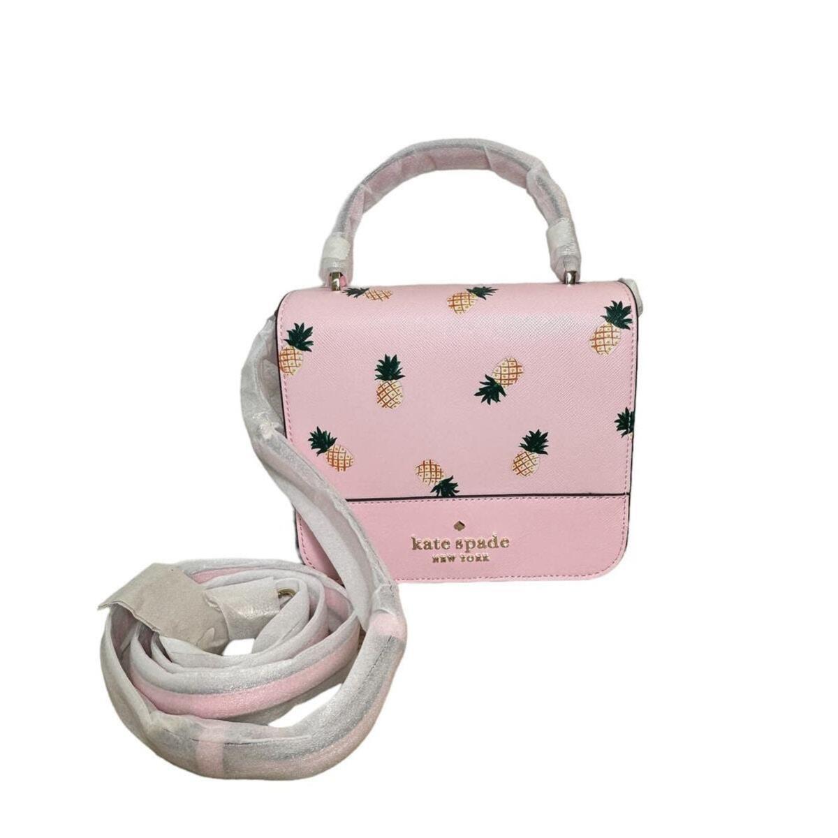 Kate Spade Staci Square Pineapple Printed Crossbody Bag - Multicolor, Exterior: Baby Pink