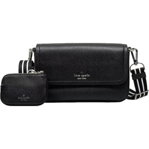 Kate Spade New York Rosie Pebbled Leather Small Flap Crossbody - Black - Exterior: Black