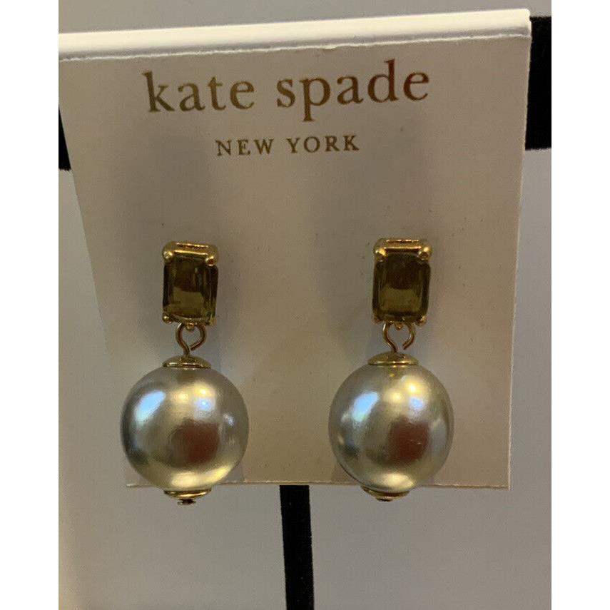 Kate Spade Pearl Street Drop 14k Gold Fill Crystal Dangle Earrings . N42