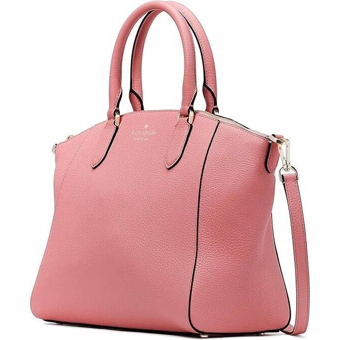 New Kate Spade Parker Pebbled Leather Satchel Masons Brick Pink - Handle/Strap: Pink, Hardware: Silver, Silver - but can reflect gold tone at times, Exterior: Pink