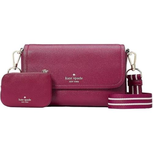 Kate Spade New York Rosie Pebbled Leather Small Flap Crossbody - Dark Raspberry - Exterior: Raspberry