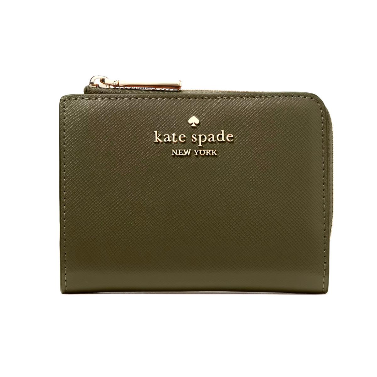 New Kate Spade Madison Small L Zip Wallet Saffiano Leather Seaweed