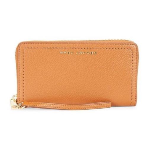 Marc Jacobs Zip Around Large Leather Wallet Wristlet Smoked Almond Tan
