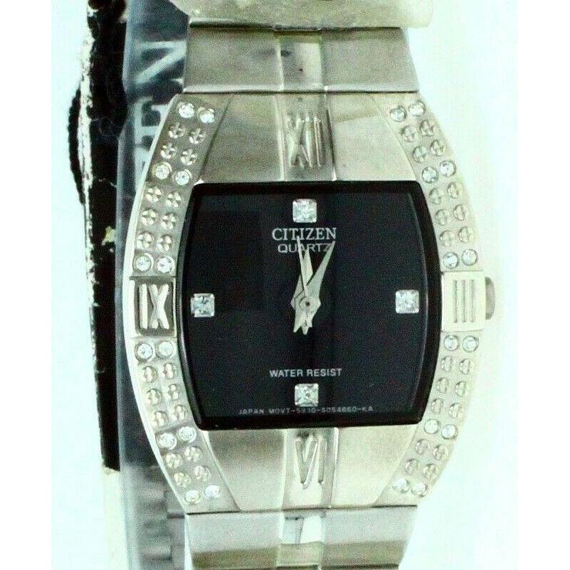 Ladies Citizen Watch Rhinstone Swarovski Crystal Black Dial Water Resistant